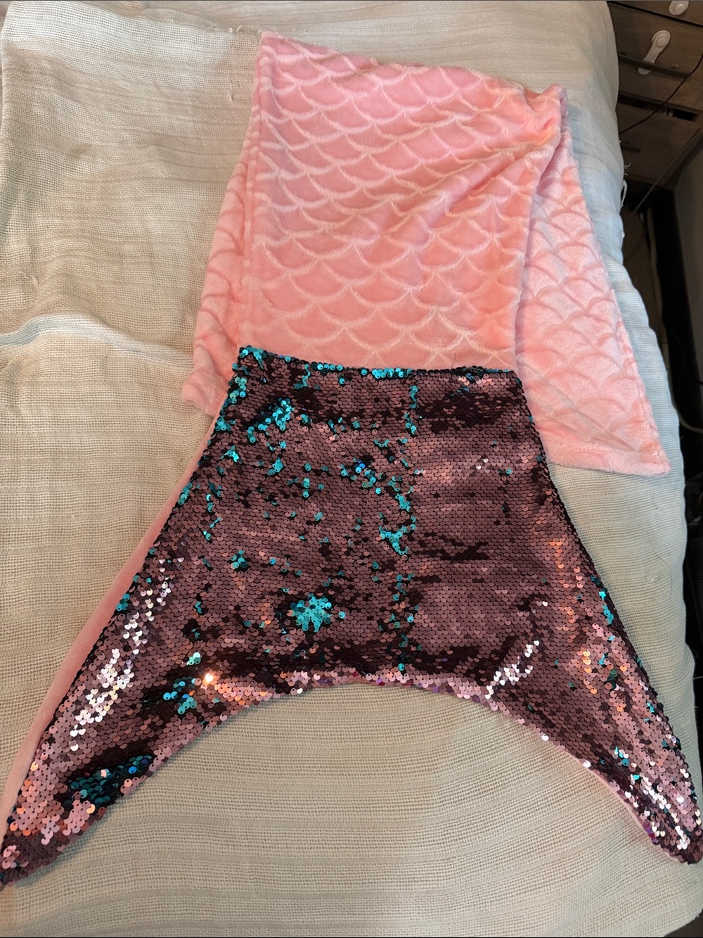 Kids Pink Sequin Mermaid Tail Skirt